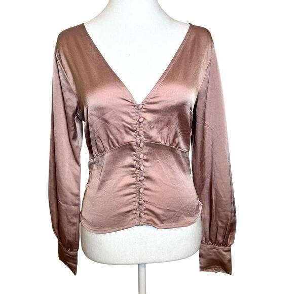 Abercrombie & Fitch Pink Satin Corset Style Top Medium Coquette, Feminine VGUC - Picture 1 of 8